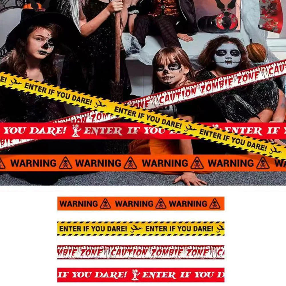 Halloween Warning Tape Signs Banner Halloween Props Window Prop Party Danger Warning Line Halloween Party Decoration Supplies