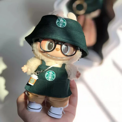 For 15cm 17cm Labubu Bjd Roupas Caixa Cega De Café V1 V2 V3 Roupas De Trabalho Substituição Moda Retro Delicado Terno Brinquedo
