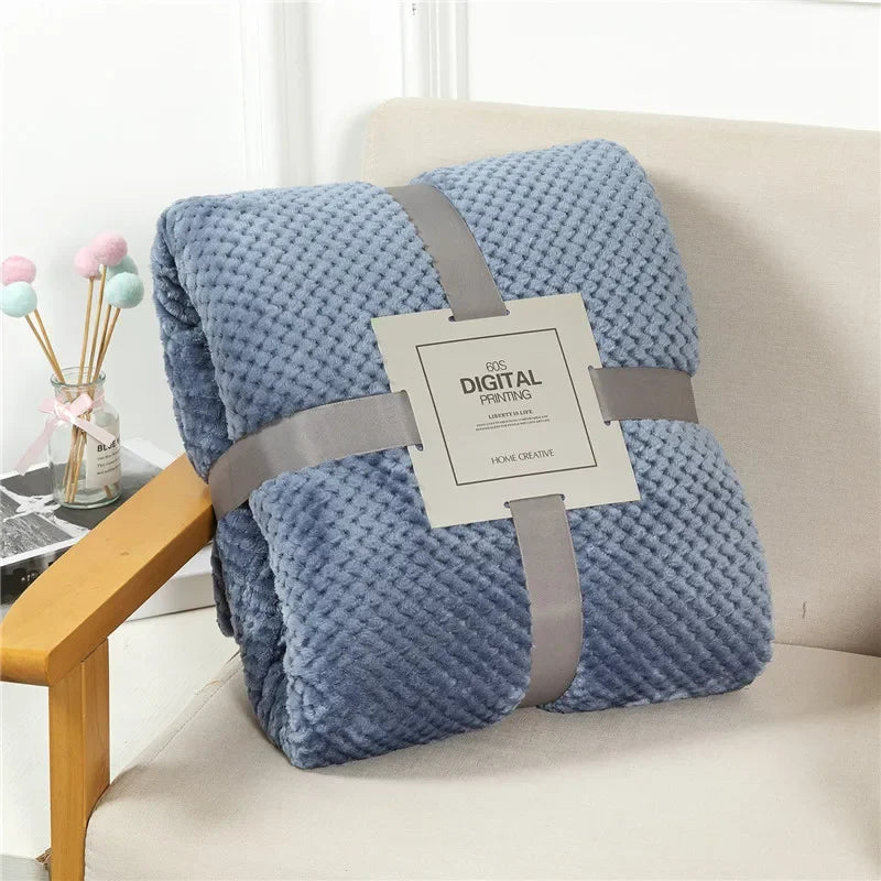 Japan Style Coral Fleece Blankets 300gsm Spring Summer Soft Fluffy Faux Fur Mink Throw Solid Sofa Cover Bedspread Plaid Blankets