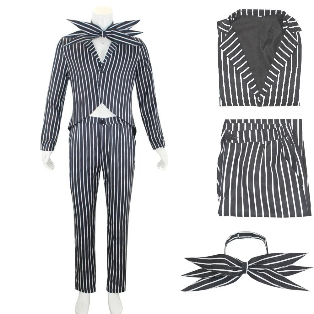 Anime Jack Skellington Cosplay Costume for Adult The Nightmare Before Christmas Jack Uniform Clothes Suit Halloween Costumes