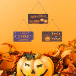 Putuo Decor Halloween Wooden Hanging Pendant Door Sign Pumpkin Ghost Bat Swith Greeting Doorplate Wood Crafts Happy Halloween Da