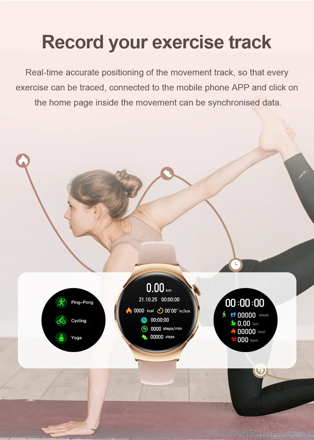 GUHUAVMI Smart Watch Women GPS Trajectory Heart Rate Blood Pressure NFC Bluetooth Call 1.27inch AMLOED Smartwatches Ladies