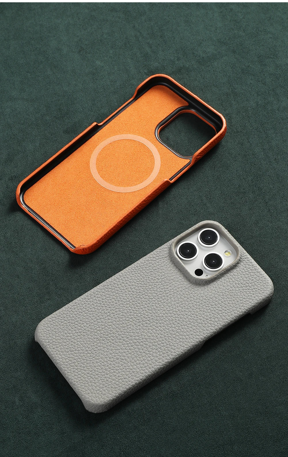 for Magsafe Case for iPhone 17 15 16 Pro Max Air 16Pro Natural Cowhide Lychee Leather Magnetic Protector Luxury Phone Back Cover