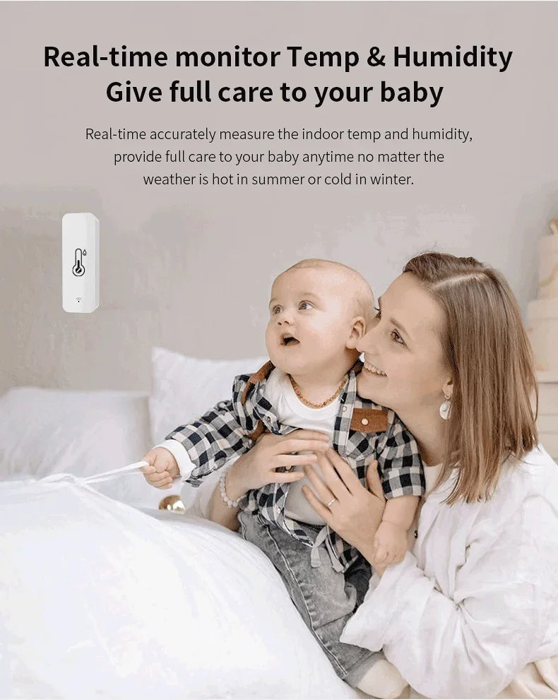 Tuya WiFi Zigbee Temperature Humidity Sensor Smart Home Indoor Hygrometer APP Monitoring Work with Google Home SmartLife Alexa