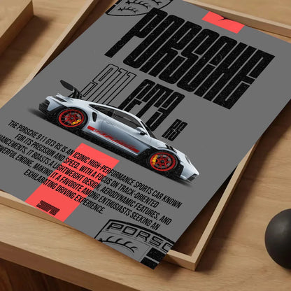 Sport Cars Poster Self-adhesive Art Waterproof Paper Sticker Coffee House Bar Room Wall Decor