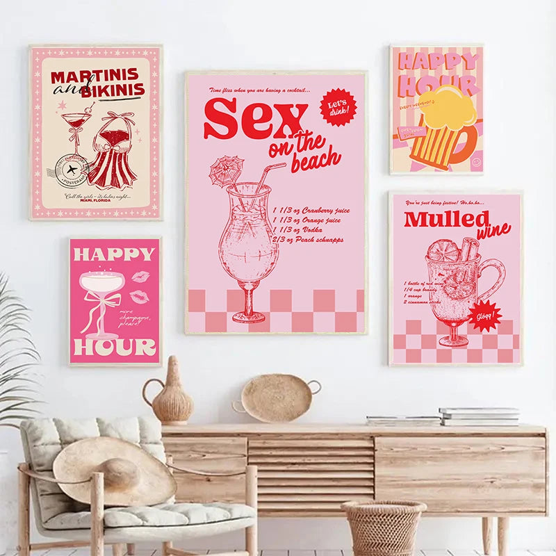 Vintage Cocktail Mojito Wine Club Bar Drinks Wall Art Canvas Painting Nordic Posters And Prints Wall Pictures For Living Room