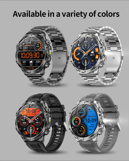 AK75 Smart Watch Flashlight 1.9inch Men Outdoors Sports Fitness Tracker 700mah Large Battery BT Calling LED Light Smartwatch