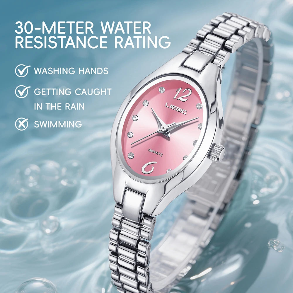 LIEBIG Stainless Steel Strap Quartz Watch Top Brand Luxury Elegant Wristwatches Fashion Automatic Watches For Women Reloj Mujer