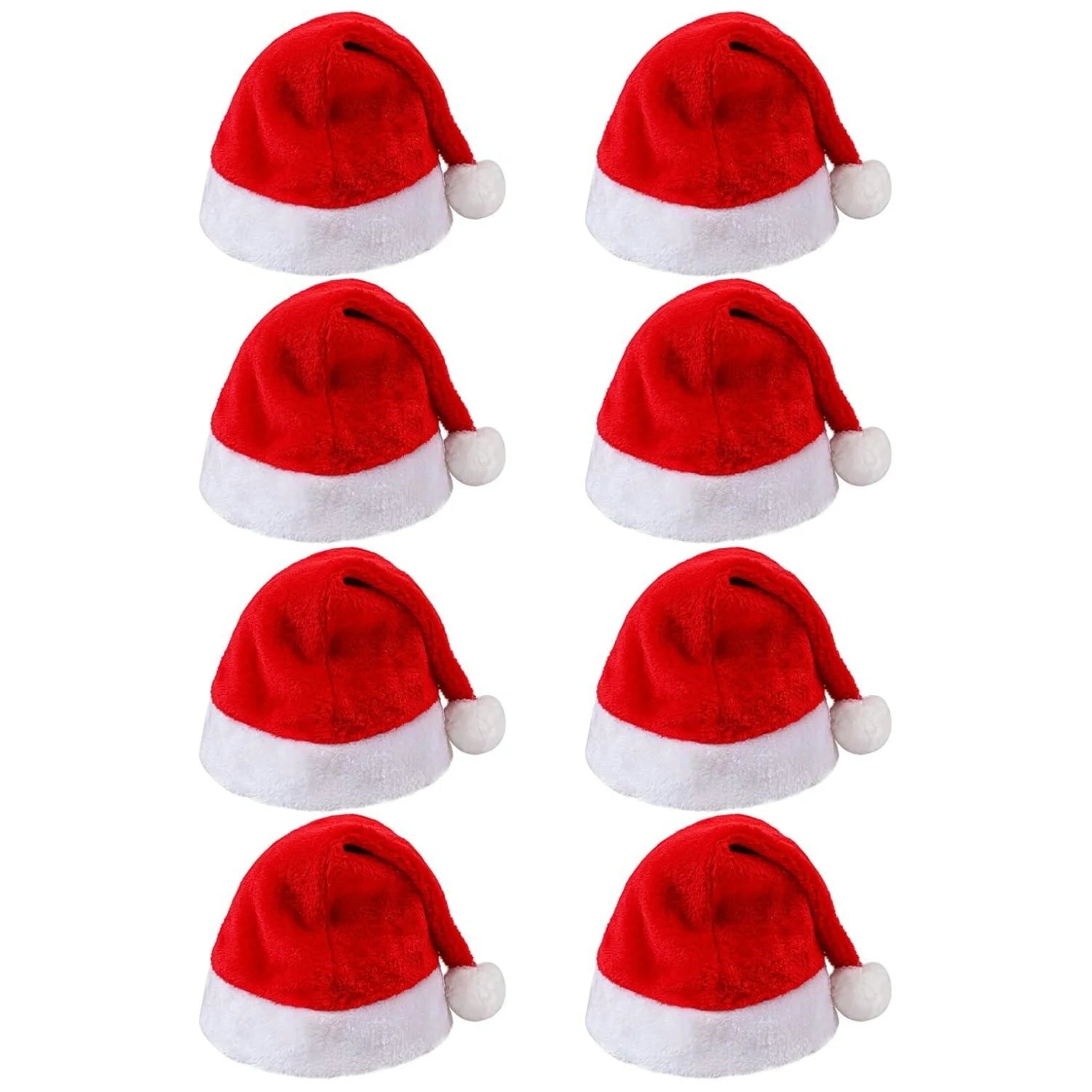 Fluffy Red Santa Hats Set with Plush Brim and Liner for Adults Men Women - Christmas, New Year Party Supplies & Gifts