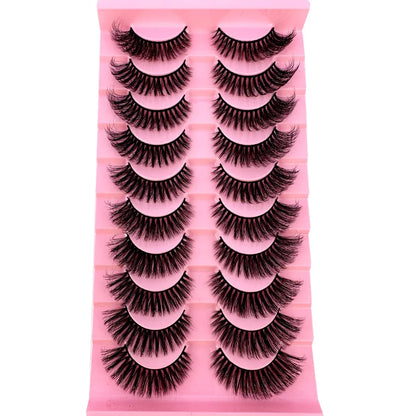 NEW 10 Pairs Cat Eye Lashes Fluffy Faux Mink Lashes 8D Wispy Lashes Pack Dramatic Long Thick Volume Eyelashes False Eyelas
