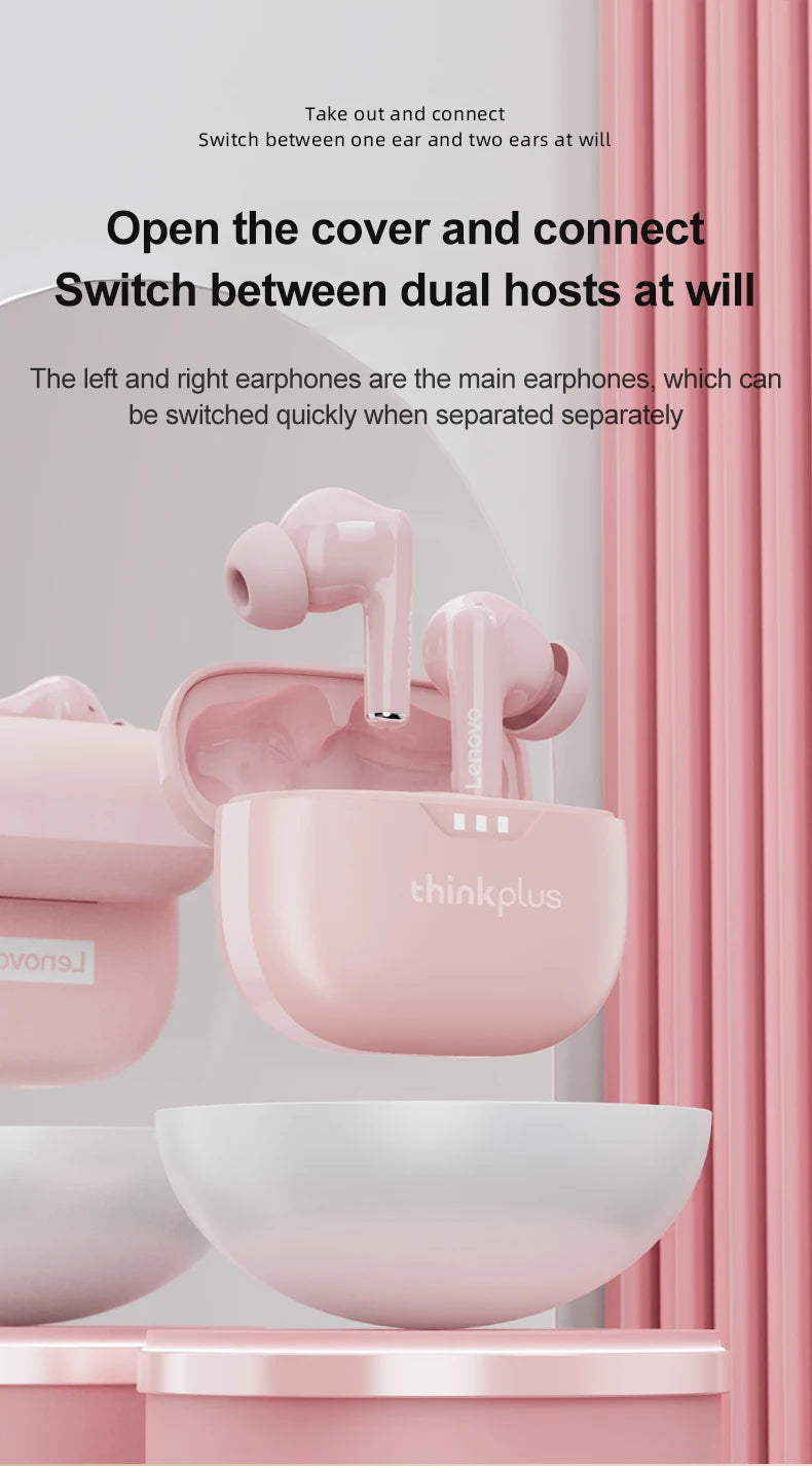 100% Original Lenovo Headphones Wireless Bluetooth 5.2 Earbuds HiFi Stereo Noise Reduction Headphones Touch Control 250mAH New