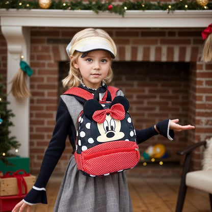 Disney New Backpack 2025 Minnie Schoolbag For Kids Cartoon Kindergarten Schoolbag Kawaii Pink Backpack As a Gift For Children