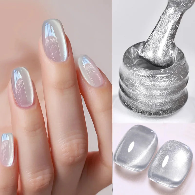 BORN PRETTY 10ml Silver Water Light Cat Magnetic Gel Nail Polish Nail Supplies Vernis Semi Permanent Gel for Fall Winter Nails