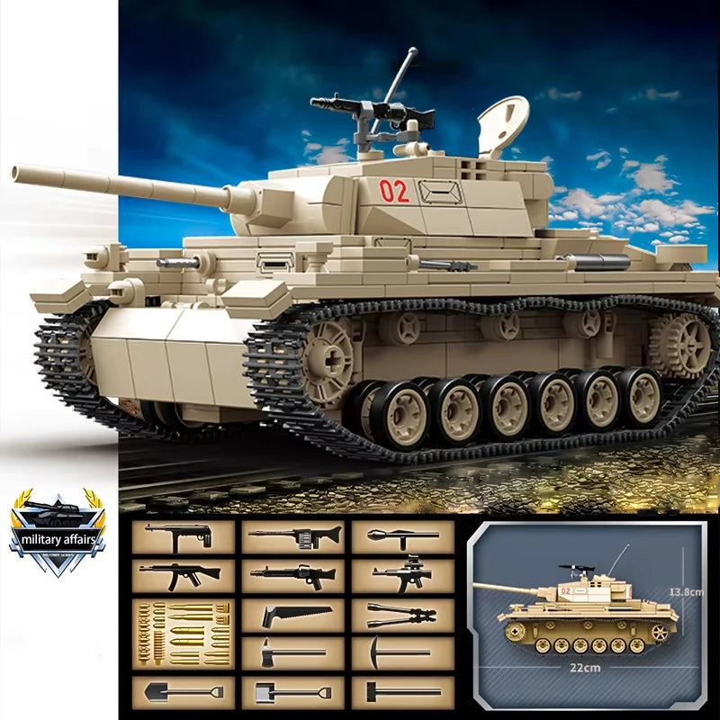Germany Series Tank III L WW2 Military Series Tank Building Blocks  Bricks Model Set for Kids Educational Toys Christmas Gifts