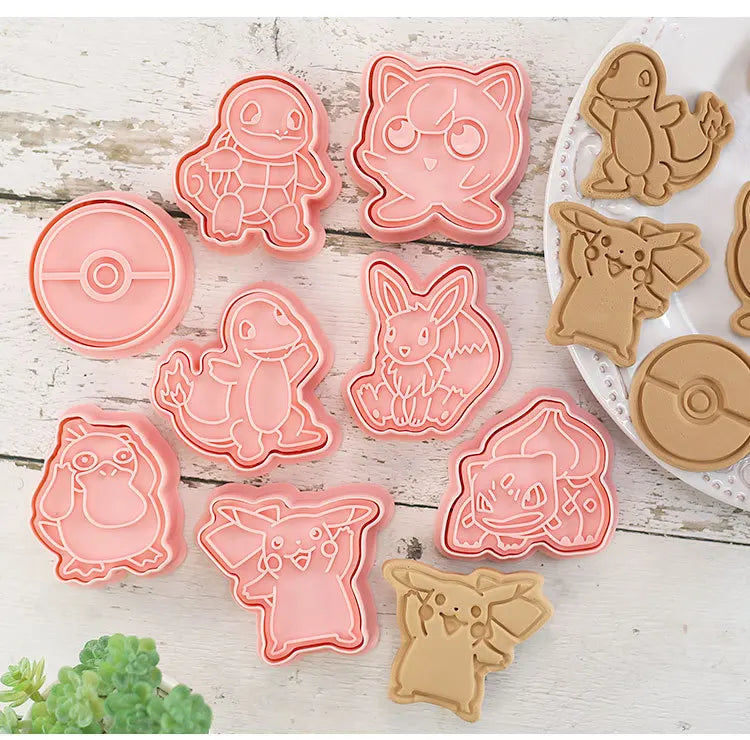 New 6pcs/Set Pokemon Figures Cookie Cutters Cartoon DIY Bakery Mold Biscuit Press Stamp Embosser Sugar Pasty Cake Mould Toys