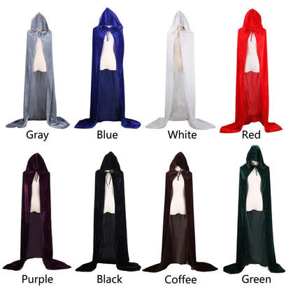 Christmas  Grim Reaper Cloak Velvet long Hooded Unisex cape for  Devil Witch Wizard Halloween Christmas Cosplay cloak