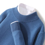 100% Pure Wool Sweater For Men, Half High Neck Knitted Pullover, Long Sleeved Casual Autumn Winter Thick High-End Sweater Warmth