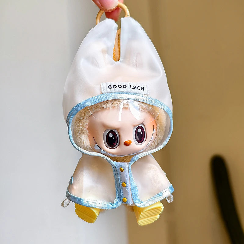 15-17cm Labubu Doll Clothes Dolls Raincoats Waterproof Rain Boots Shoes Set Clothing for Labubu Outfit Match Accessories Toys