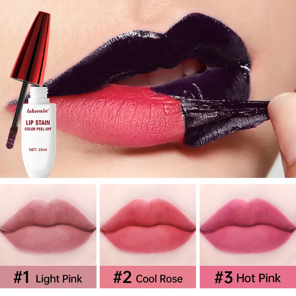 3 Colors Lip Stain Color Peel-Off Stick Set Long-lasting Waterproof Pink Liquid Lip Gloss No Fading And Non-stick Cup Lip Gloss