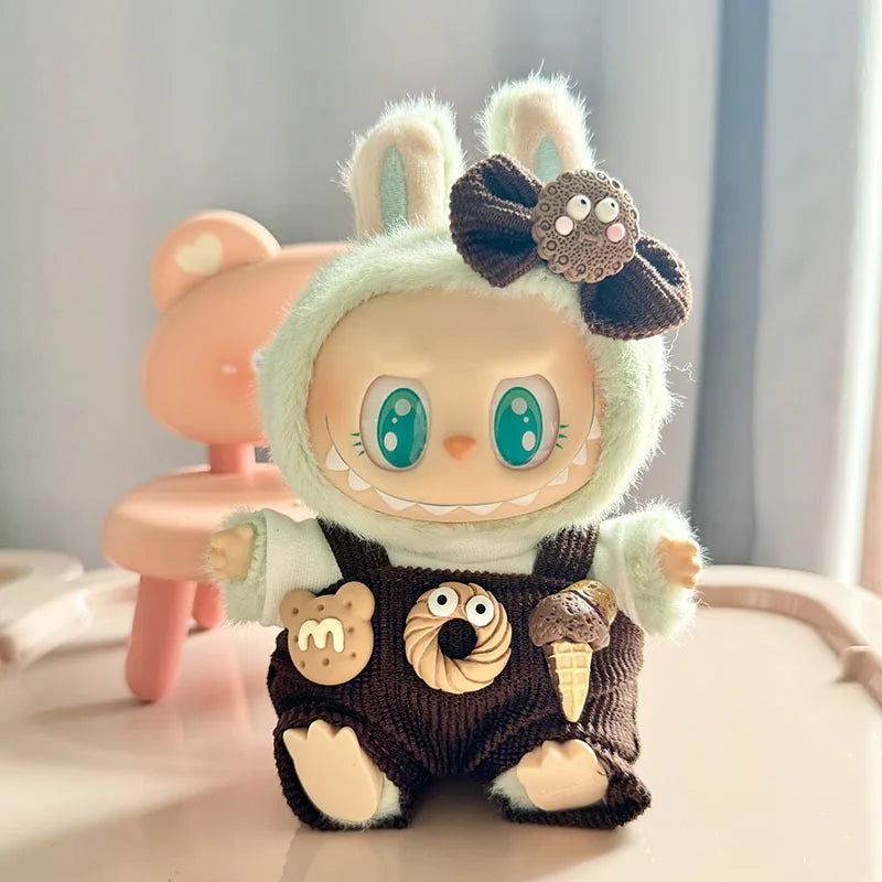 15cm/17cm Labubu I II Dolls Clothes Cute Eye Mask Pajamas Three Piece Set Accessories Clothing Plush Doll'S Clothes