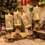 Christmas LED Candle Light Flameless Rotating Waterfall Sparkling Candle Light Crystal Electronic Candle Desktop Decoration Gift