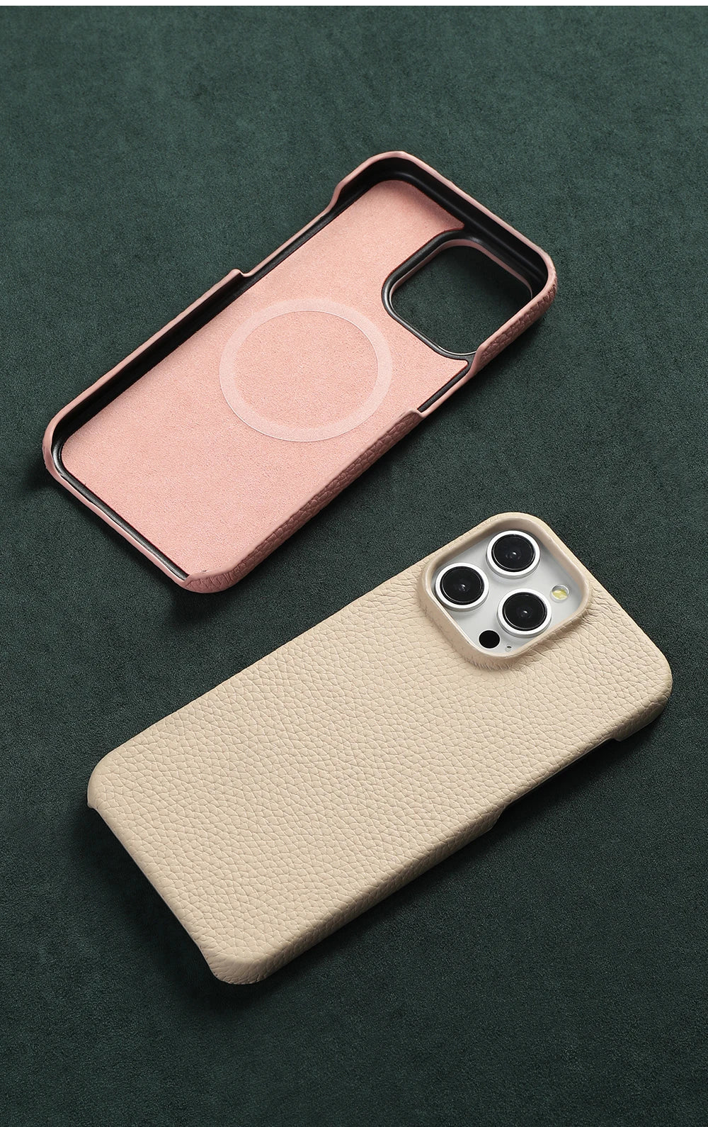 for Magsafe Case for iPhone 17 15 16 Pro Max Air 16Pro Natural Cowhide Lychee Leather Magnetic Protector Luxury Phone Back Cover