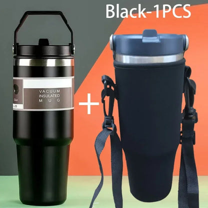 20oz/30oz Thermal Water Bottle With Straw Stainless Steel Car Coffee Mug Keeps Cold and Heat Thermal Mug Tumbler Vacuum Flasks