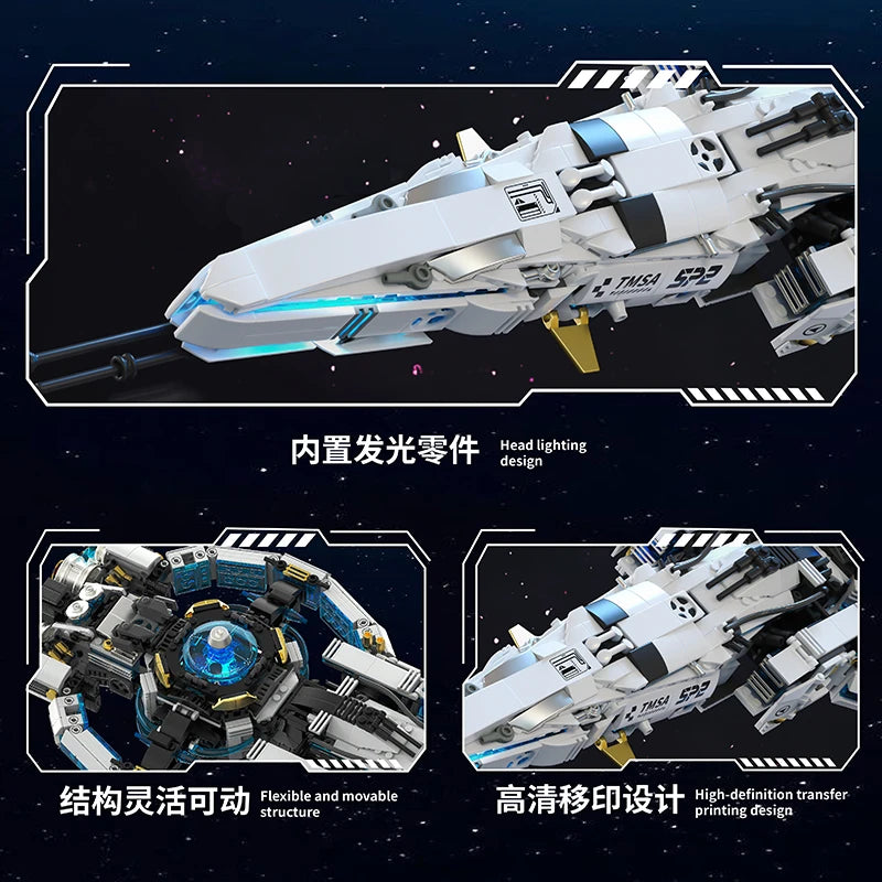 1400pcs Galaxy Starship Building Block Set, Space Wars Starfighter Model Kits with Light, STEM Toy Gift for Kids Adults Boy Girl