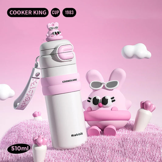 COOKER KING 500ml Stainless Steel Vacuum Insulated Water Bottle for Women, Leak-Proof Thermal Flask, Portable Travel Tumbler