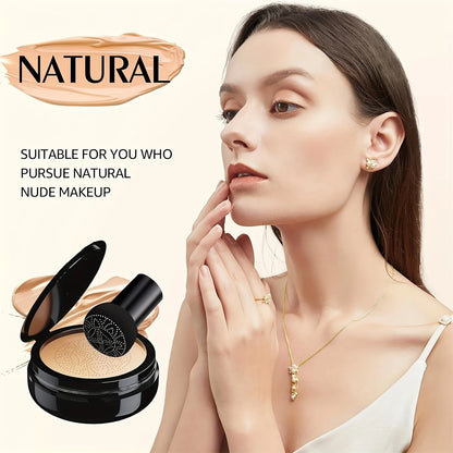 Mushroom Head Air Cushion,CC Cream Foundation Moisturizing Concealer Waterproof Oil Control Long-Lasting Nude Makeup with Makeup
