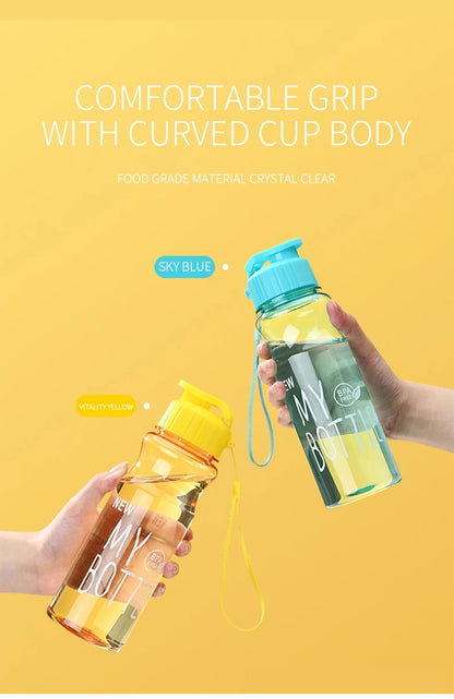 Transparent Water Bottle Portable Sport Cup for Drinking Kitchen Tools 650ML Water Bottle For School Gym Travel Girl Boy