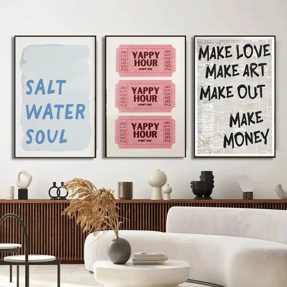 Simple Trendy Text Printing Poster, Simple Canvas Wall Decoration, Modern Art Home Decoration, Living Room Decoration