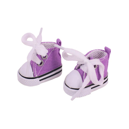 3.8cm Doll Shoes Solid Color Pop Lace up Canvas Shoe PU Shoes For 17cm Labubu Doll Clothes Accessories,Girl's Toys Clothing Gift