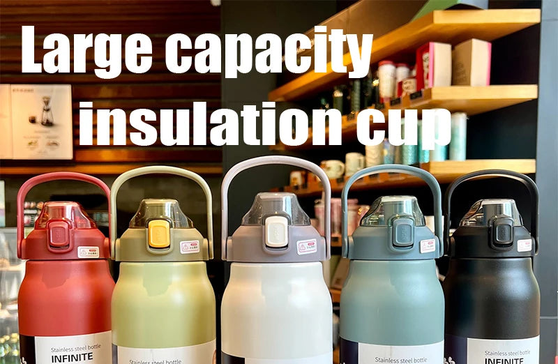 1.3L/1.7L Large Capacity Thermo Bottle Outdoor Mug Stainless Steel Thermos Water Bottle Portable Vaccum Flask Cold And Hot Tumbl