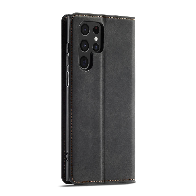 Wallet Skin Friendly Magnetic Flip Card Photo Frame Leather Case For Samsung Galaxy S24 Ultra S24 Plus Waterproof And Dustproof