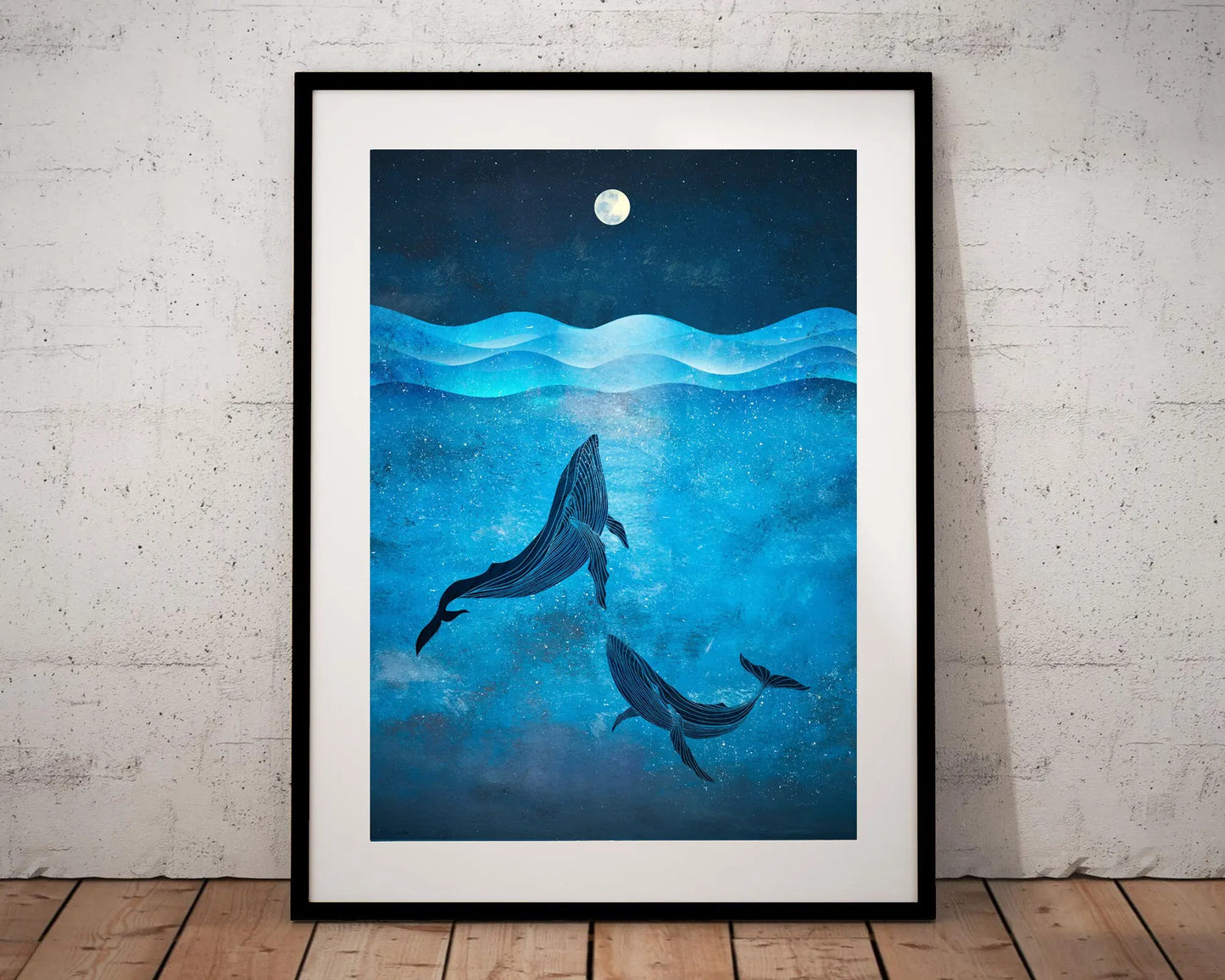 Blue Ocean Canvas Prints Minimalist Nautical Wall Art Wild Swimming Whales Seascape Poster Surfer Waves Picture Home Decor