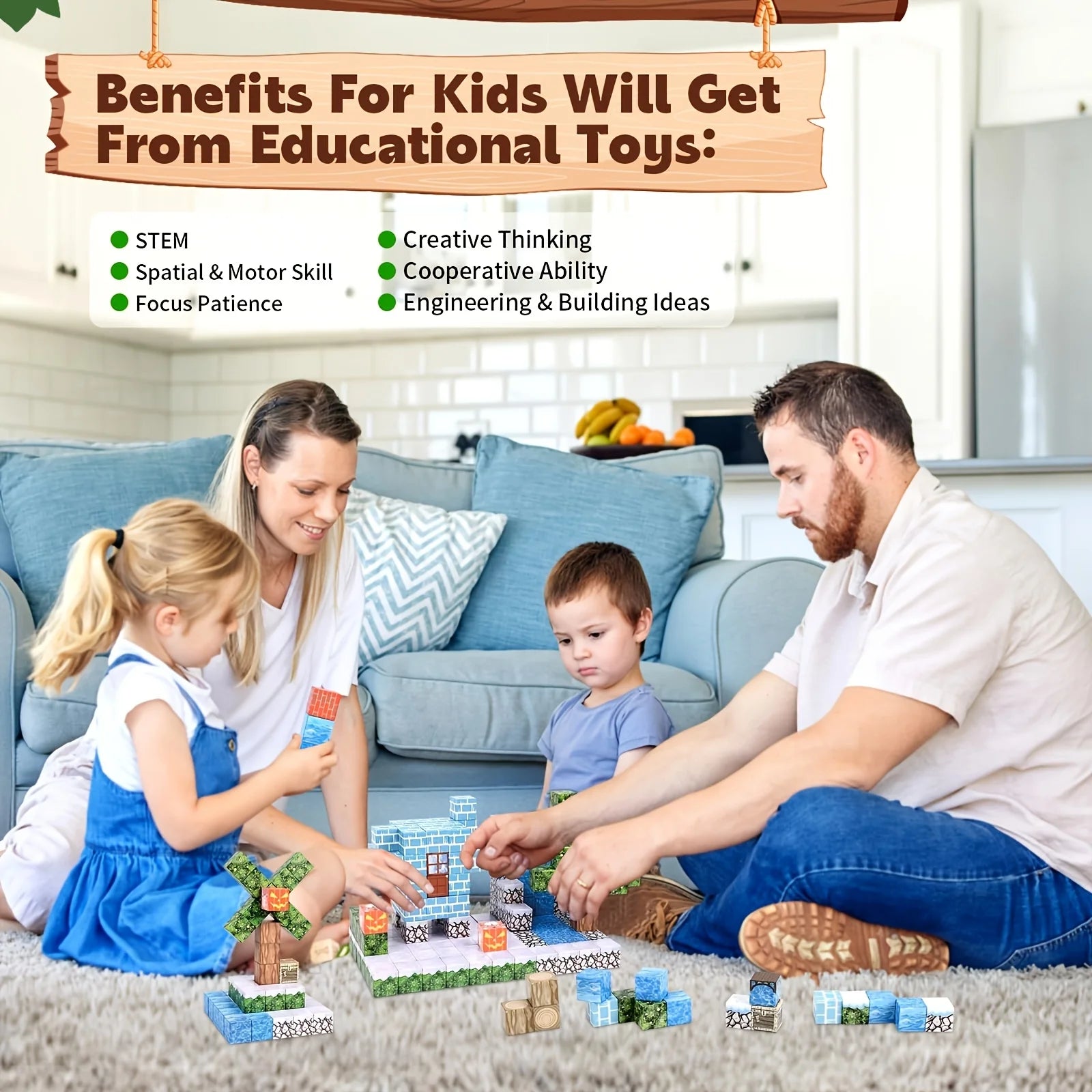 Magnetic Building Blocks Mine World Cube Magnet Set for Kid Age 3+ DIY Model Children Exercise thinking and Creativity Gift Doll