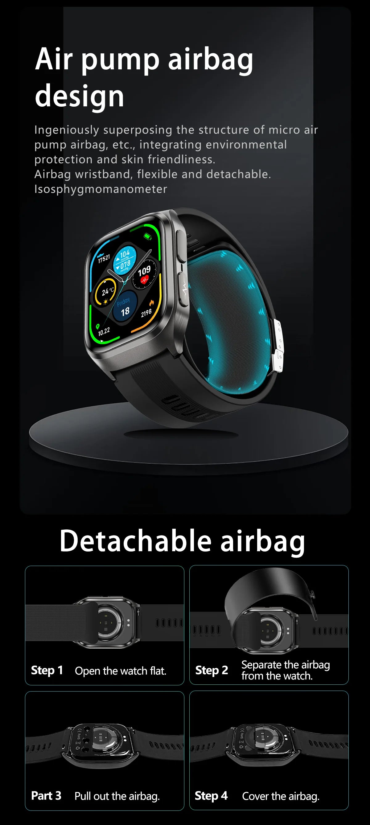 2025 AI Diagosis ECG Health Smart Watch Men Blood Pressure Lipid Uric Acid NFC Air Pump Airbag Health Smartwatches Women For IOS