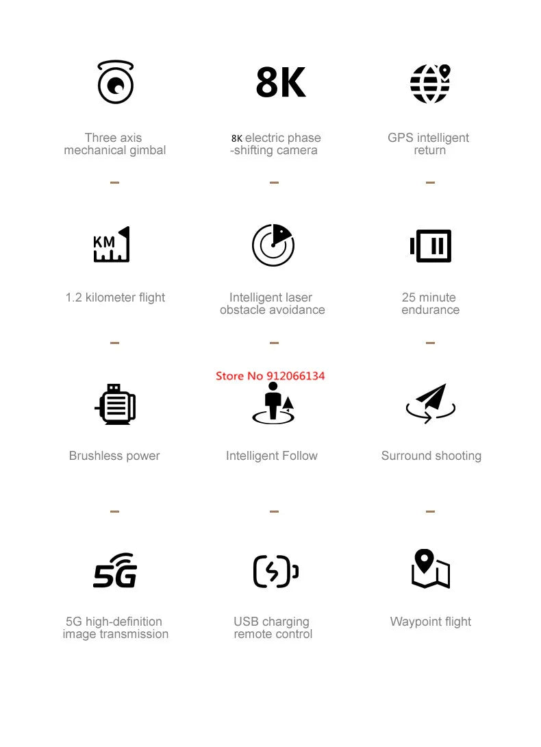 8K ESC 3 Axis Gimbal 360° Obstacle Avoidance WIFI FPV RC Drone 5G Brushless Electric GPS Follow Me Remote Control Quadcopter Toy