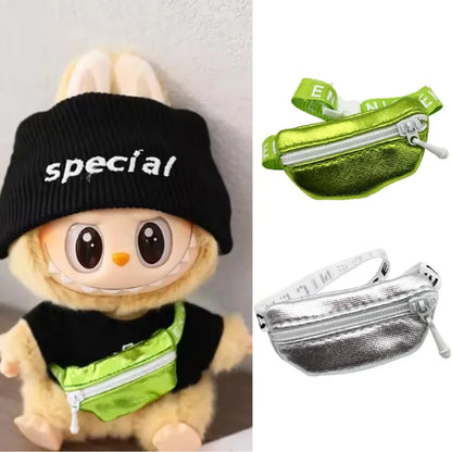 17cm V1 V2 Labubu Crossbody Bag Cute 1/6 1/8 1/12 BJD Dolls DIY Waist Bags Cute 15cm Idol Plush Doll Accessories Belt Bag Gift