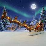 Christmas Santa Claus Sleigh and Reindeer Figurine with LED Lights Holiday Ornament Xmas Home Tabletop Decoration Gift