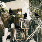 6-18Pcs Halloween Crow Decors Fake Crow Decors Artificial Crows Black Feather Crows Lifelike Ravens Halloween Party Decoration
