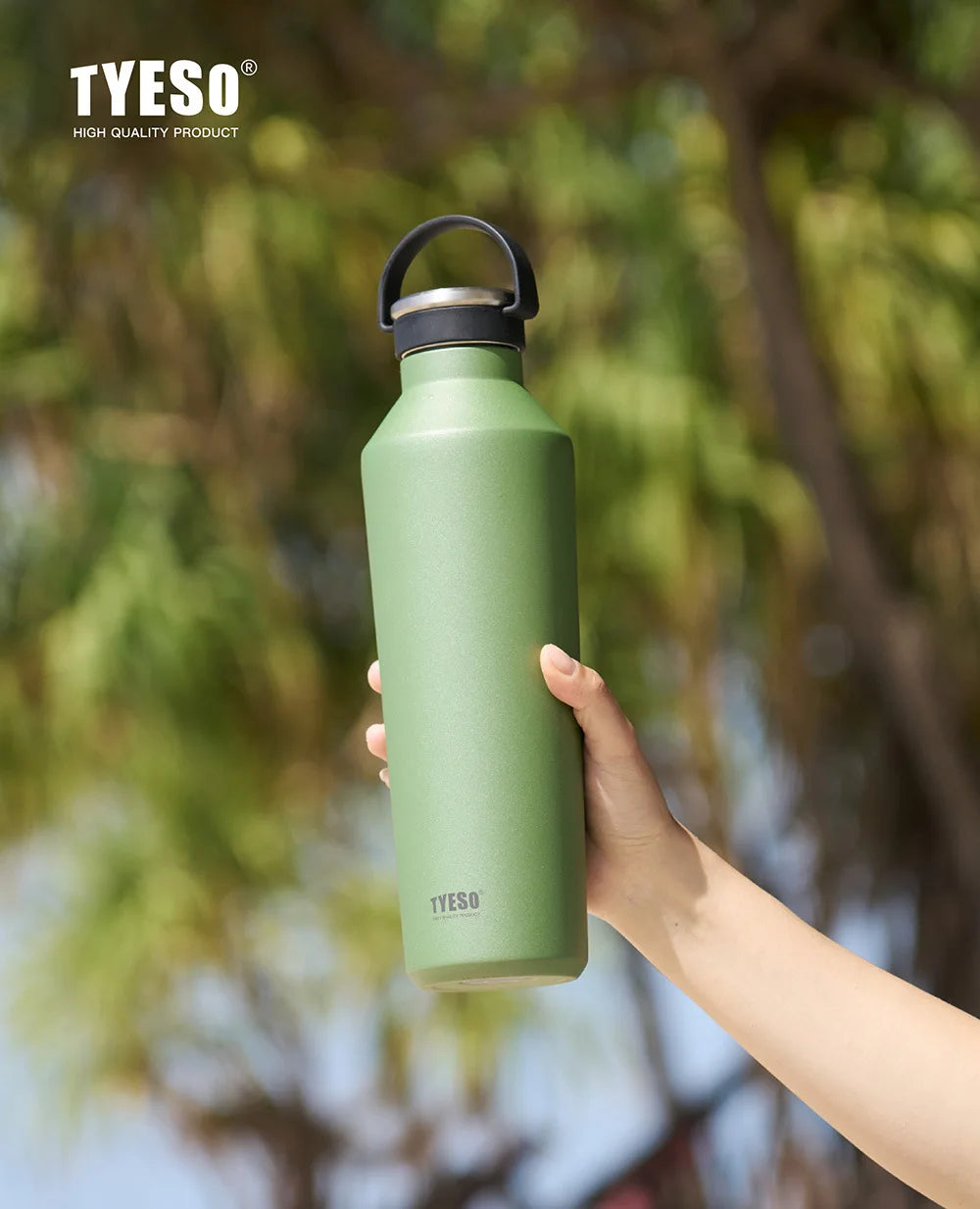 Tyeso Stainless Steel Vacuum Insulated Water Bottle Portable Durable  Leak-Proof for Outdoor Sports Matte Finish Carry Handle