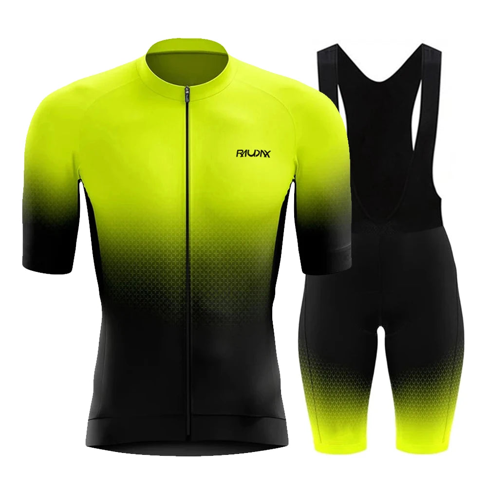 Raudax Summer Cycling Set Man Cycling Jersey Short Sleeve Bicycle Cycling Clothing Kit Mtb Bike Wear Triathlon Maillot Ciclismo