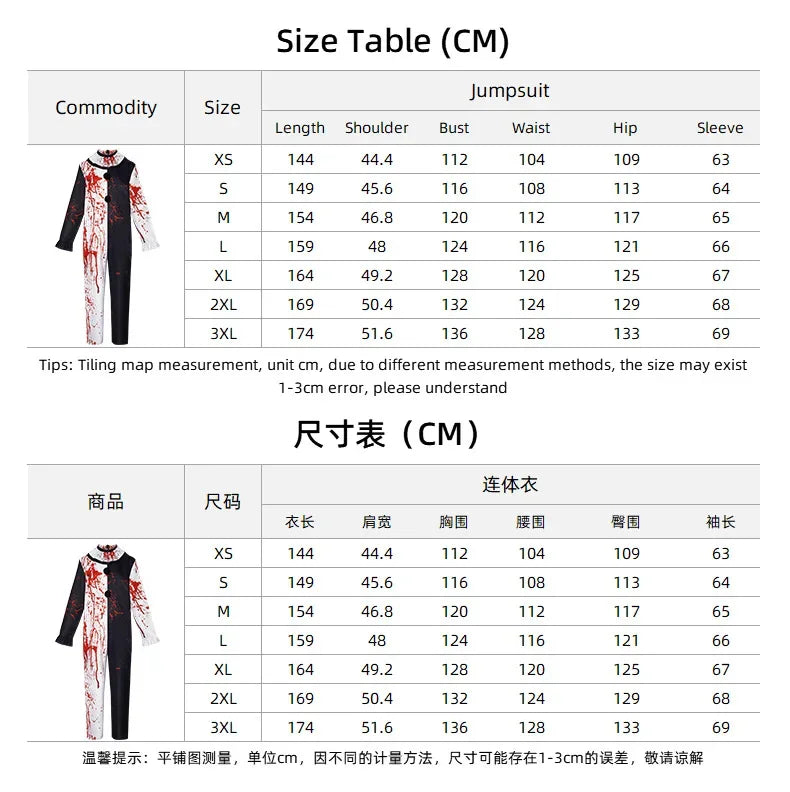 Men Halloween Costumes Art The Clown Cosplay Costume Movie Terrifierr 2 Bloody Jumpsuit Male Jumpsuit Horror Outfits