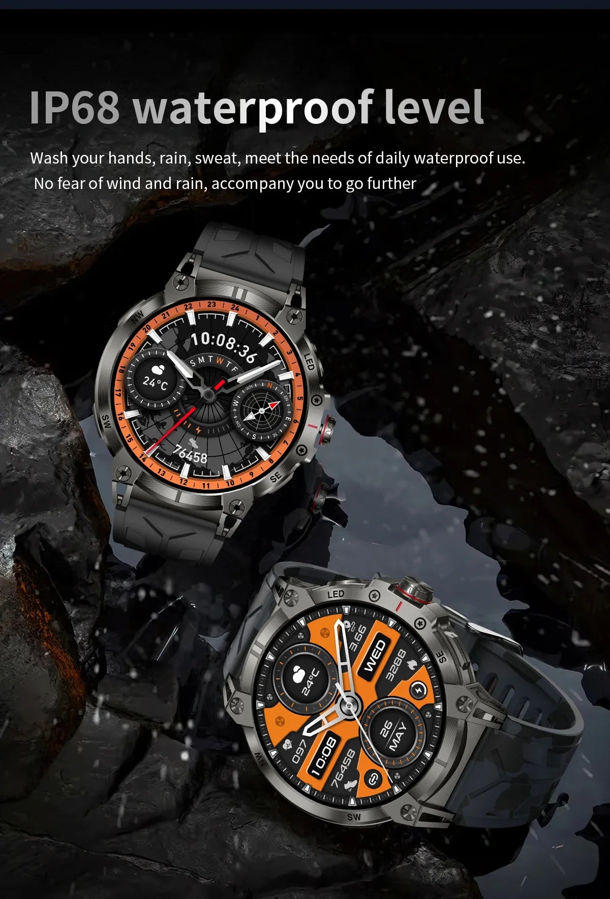 Xiaomi 760mAh Large Battery Outdoor Smart Watch Men 1.85 inch HD Screen GPS Compass Bluetooth Call IP68 Waterproof Smartwatch