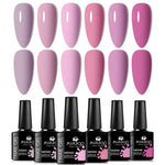 6pc All-season Gel Nail Polish Set Nude Pink Red Glitter Semi Permanent UV Gel Polish Kits All For Manicure Soak Off Vernis