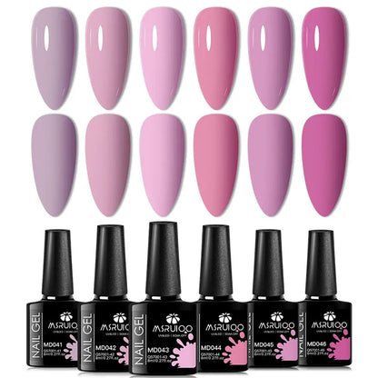 6pc All-season Gel Nail Polish Set Nude Pink Red Glitter Semi Permanent UV Gel Polish Kits All For Manicure Soak Off Vernis