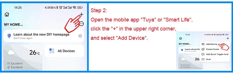 2 in 1 Version WiFi Tuya Smart Co & Smoke Detector Alarm Carbon Monoxide Parlor Room Kitchen Shop Fire PIR Sound Sensor Alert