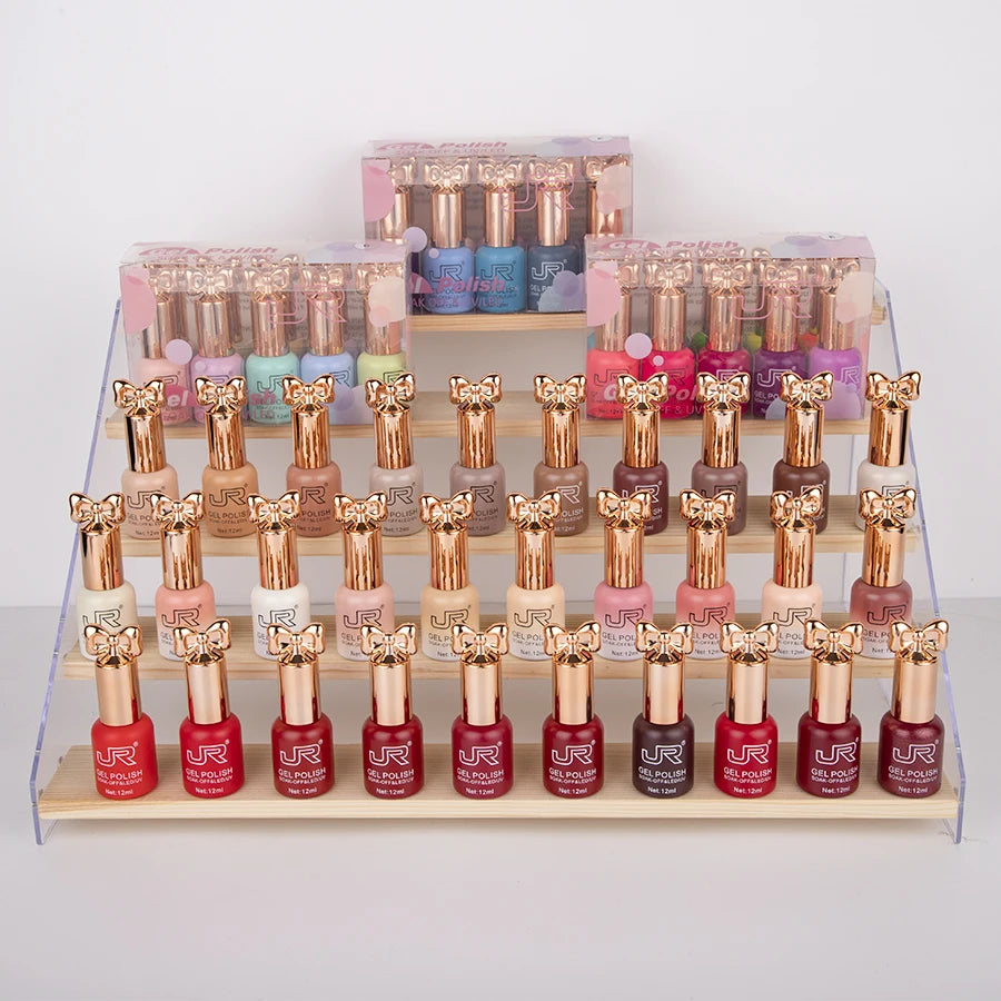 JR10pcs 12ml gel nail polish set Including Red Pink Nude Gel Polish Kit UV LED Soak Off Polish Home DIY top coat base coat gifts